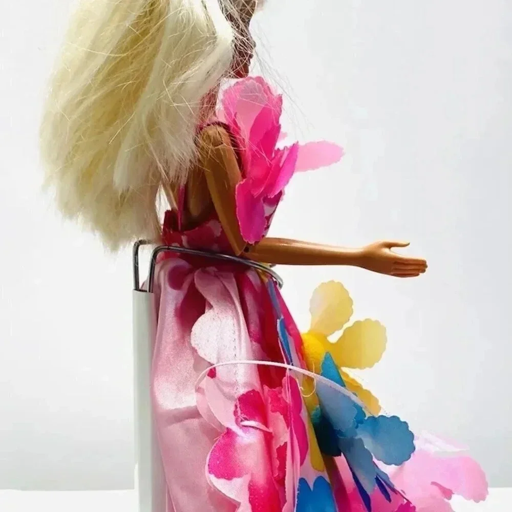 MATTEL BARBIE Doll Blonde Hair Floral Dress Articulated Elbows Knees 12
